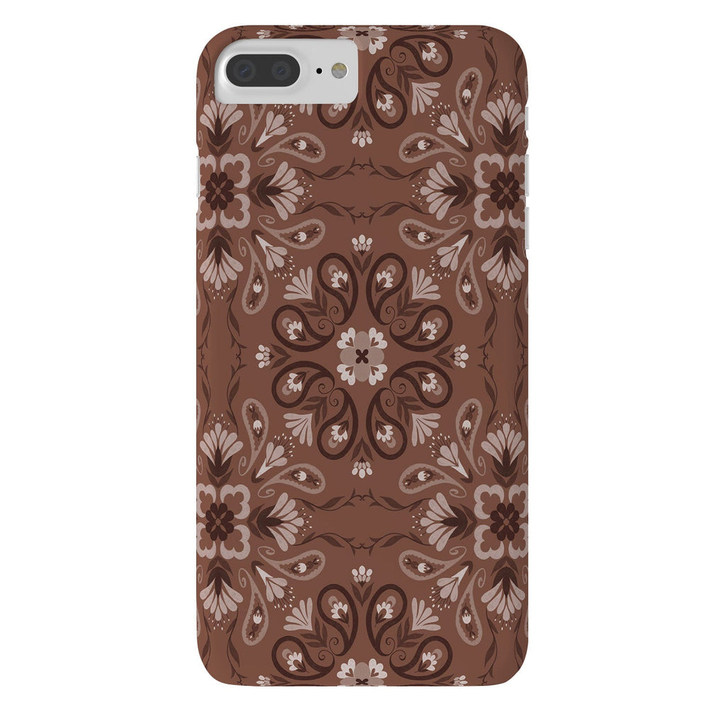 Pimlada Phuapradit Paisley Floral Tiles Brown Phone Case