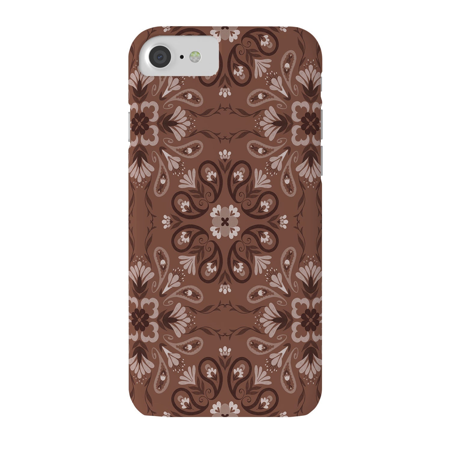 Pimlada Phuapradit Paisley Floral Tiles Brown Phone Case