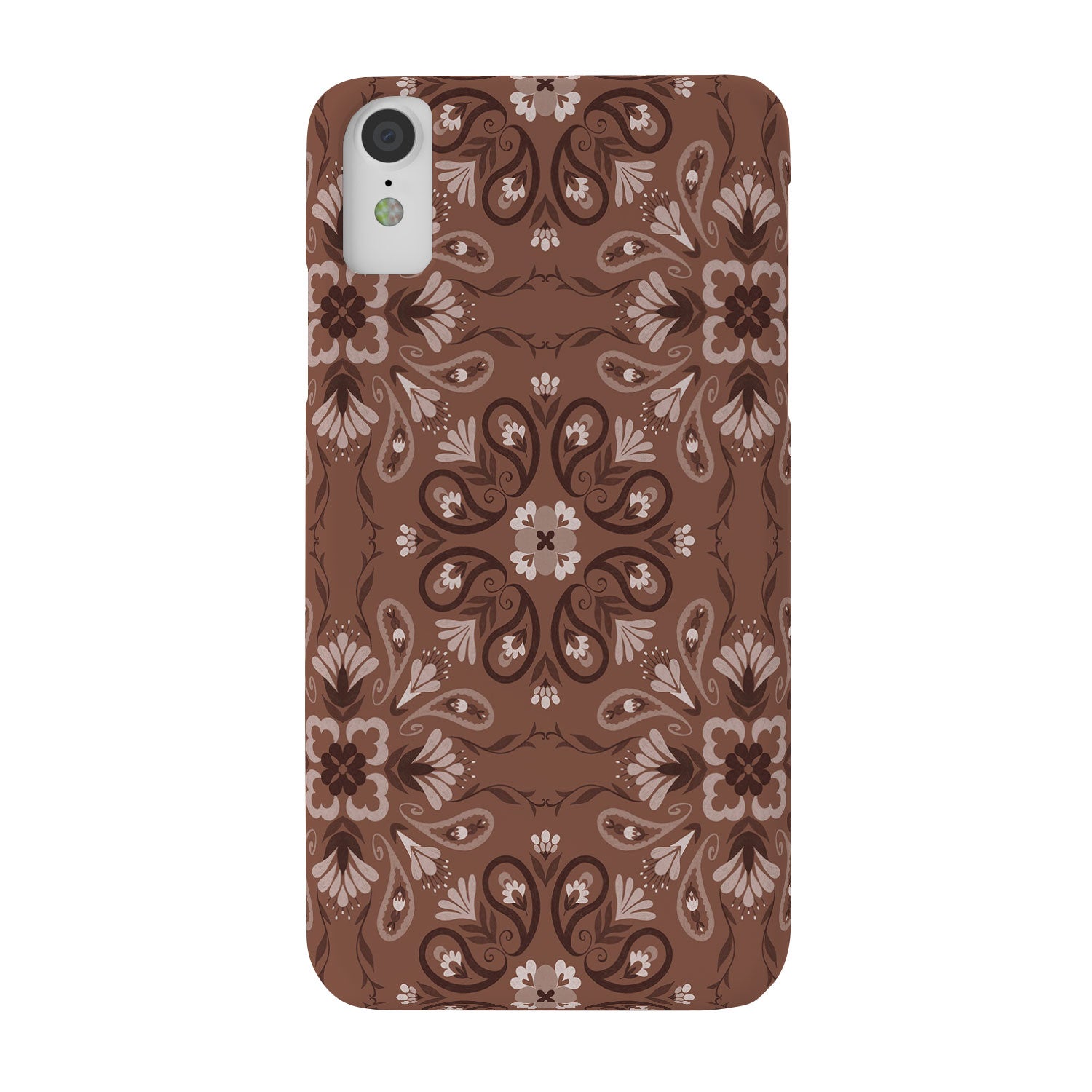 Pimlada Phuapradit Paisley Floral Tiles Brown Phone Case