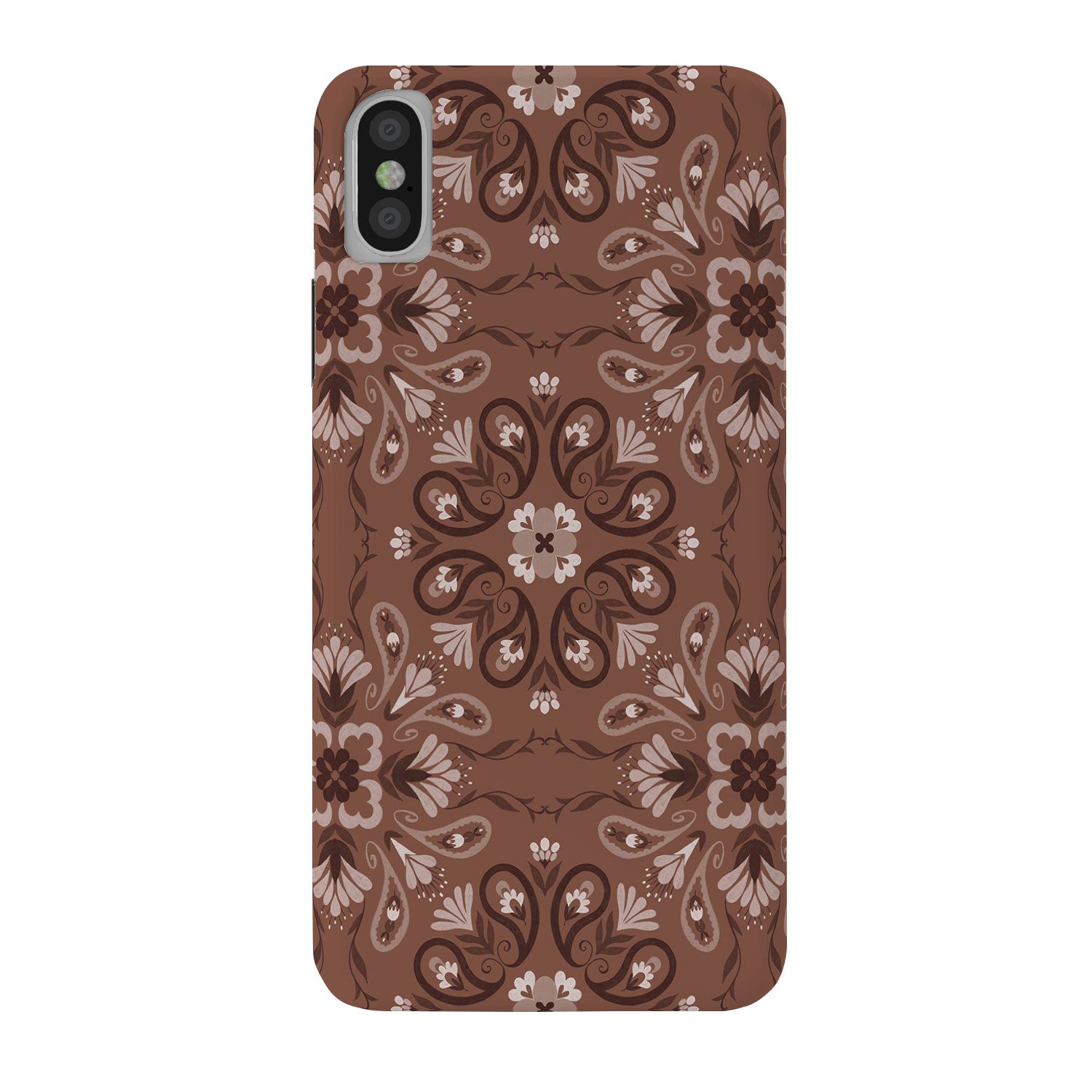 Pimlada Phuapradit Paisley Floral Tiles Brown Phone Case