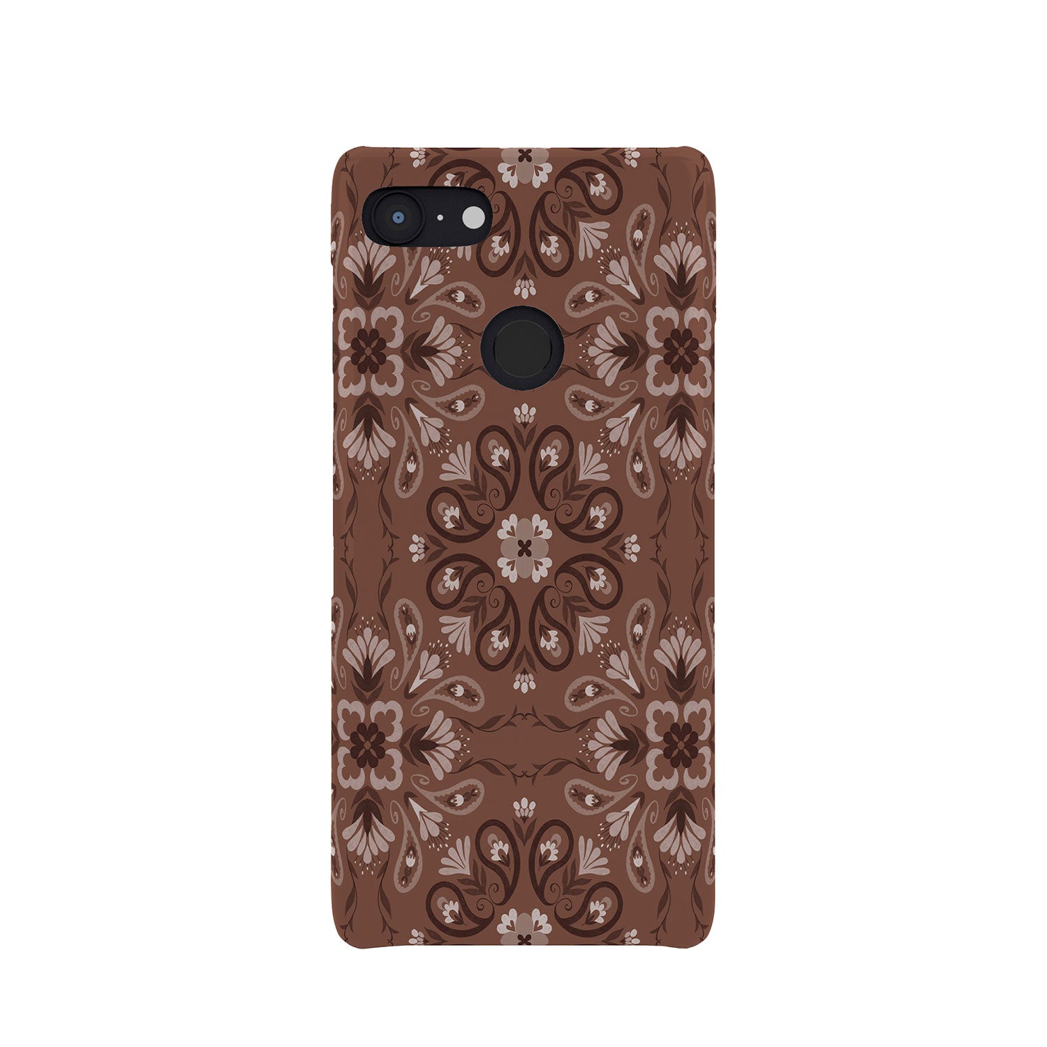 Pimlada Phuapradit Paisley Floral Tiles Brown Phone Case