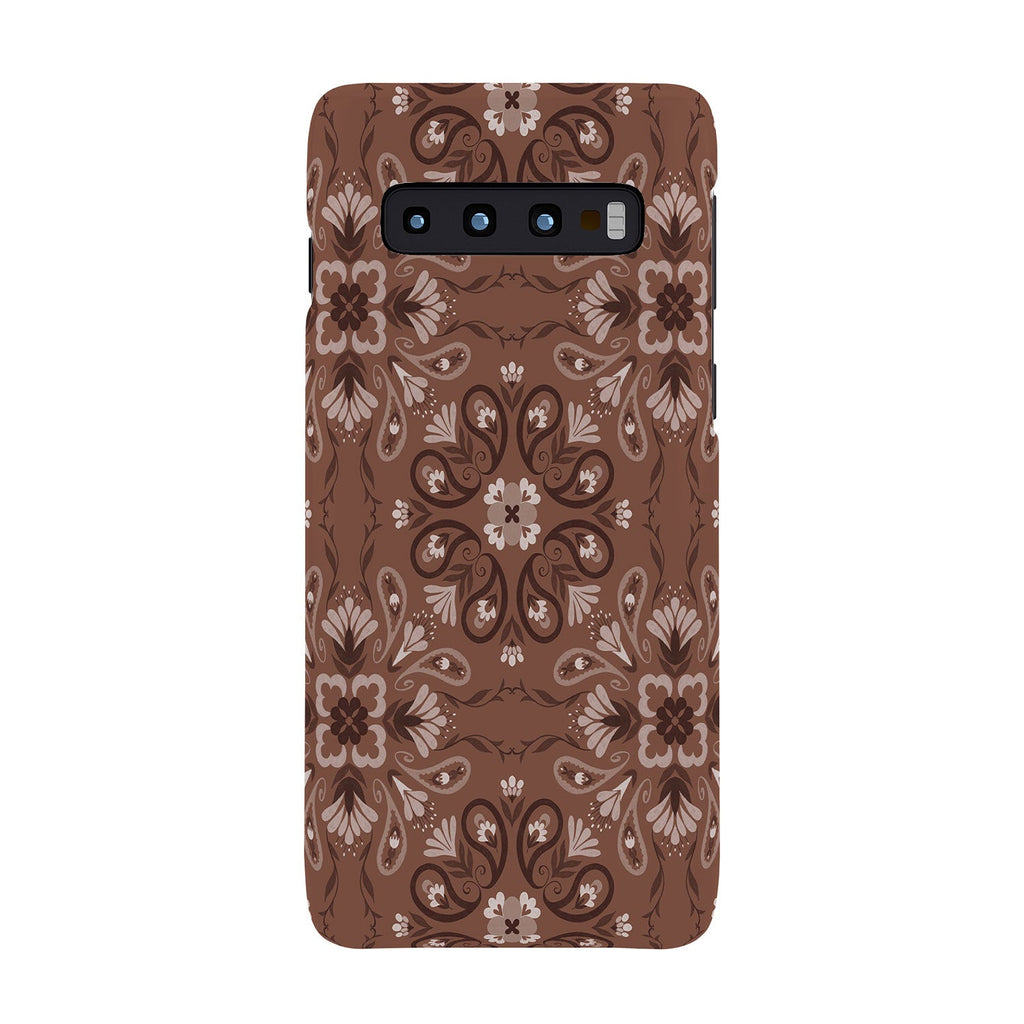Pimlada Phuapradit Paisley Floral Tiles Brown Phone Case