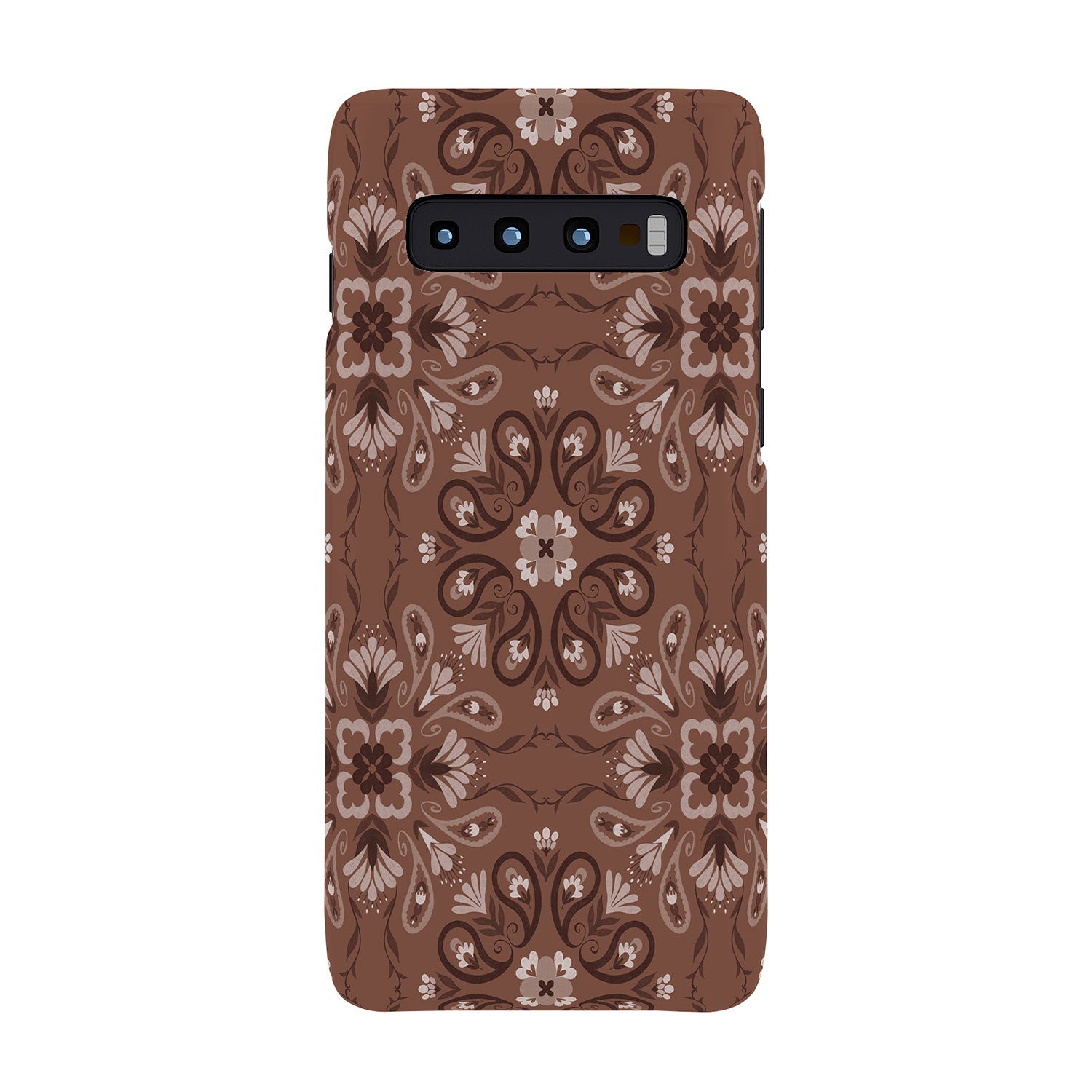Pimlada Phuapradit Paisley Floral Tiles Brown Phone Case