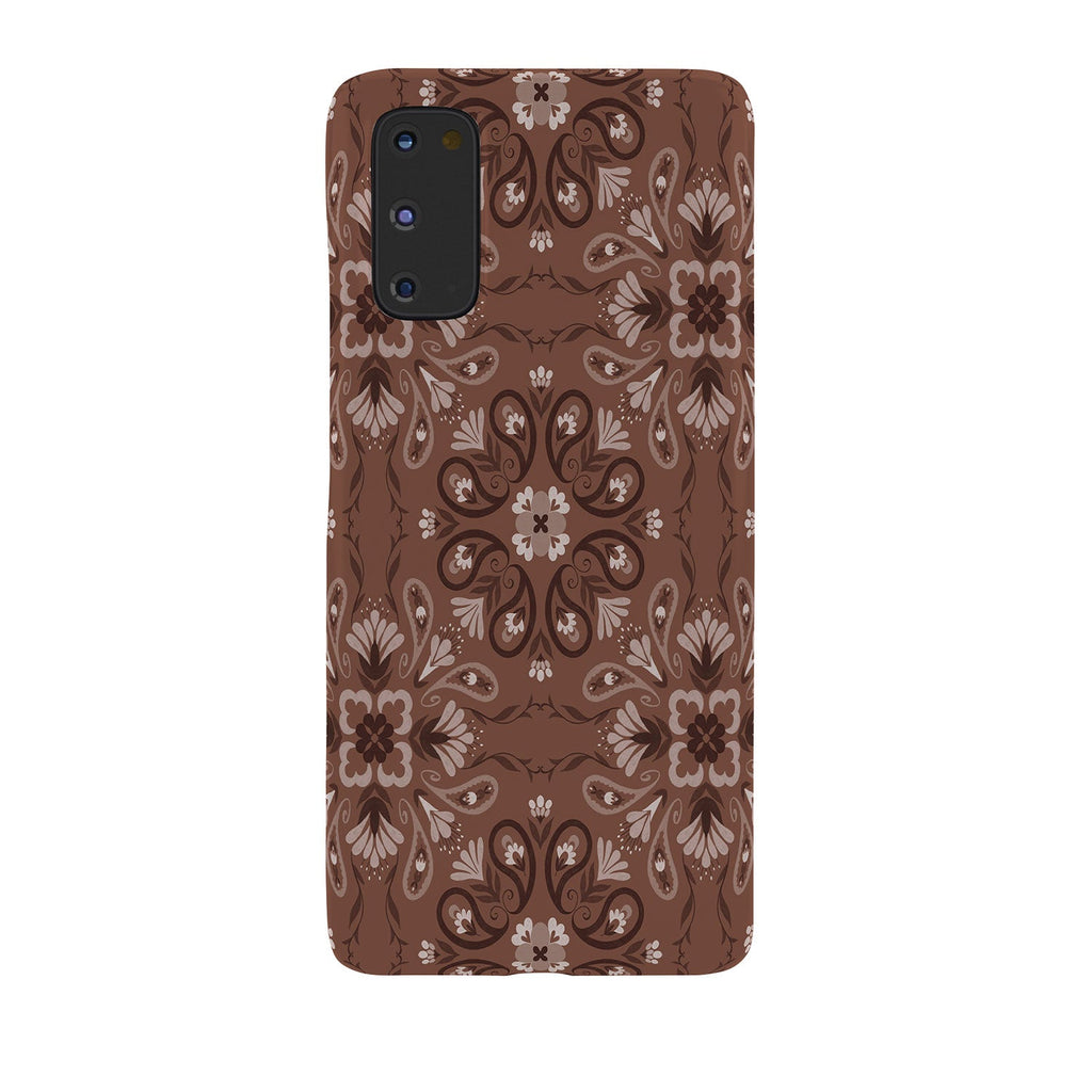Pimlada Phuapradit Paisley Floral Tiles Brown Phone Case