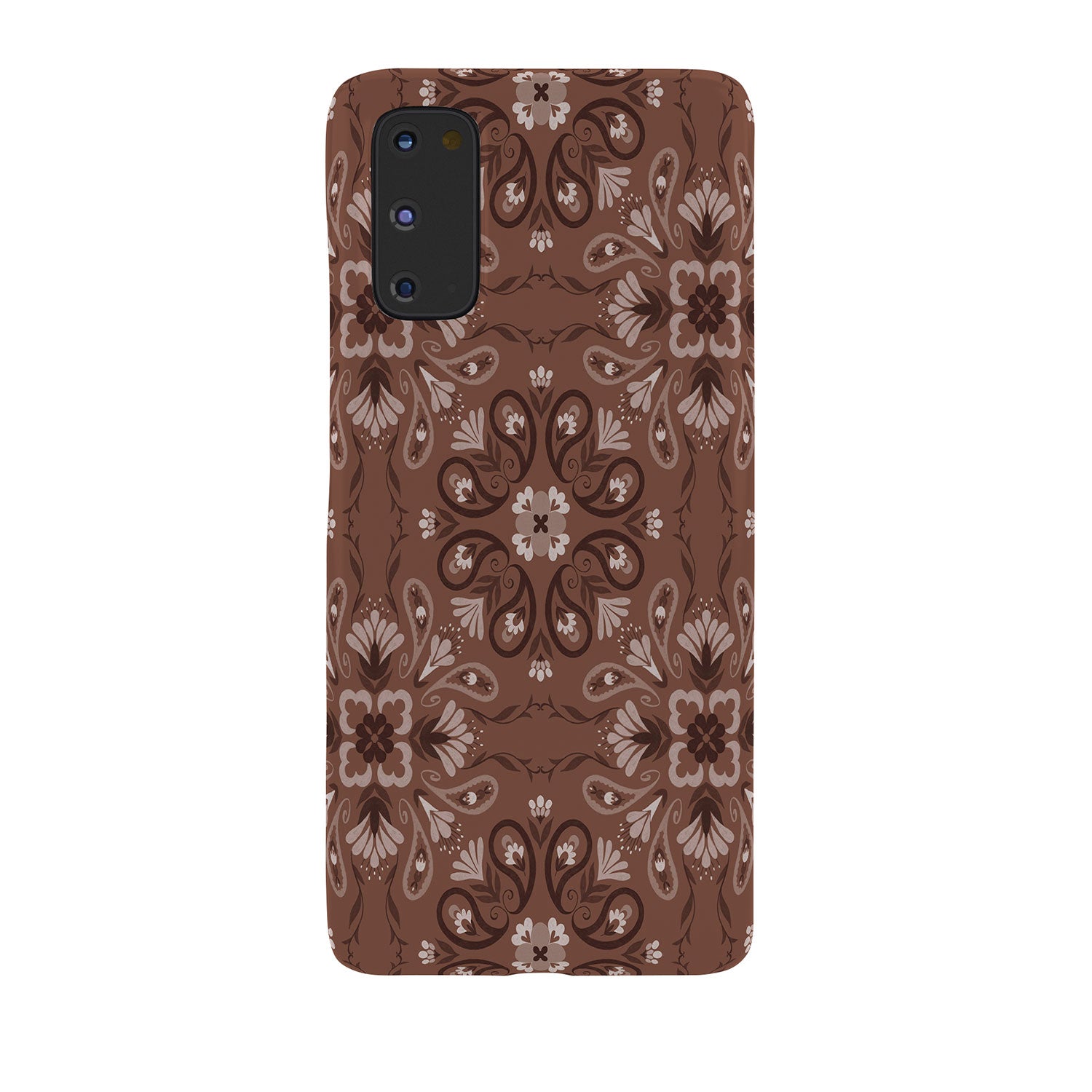 Pimlada Phuapradit Paisley Floral Tiles Brown Phone Case