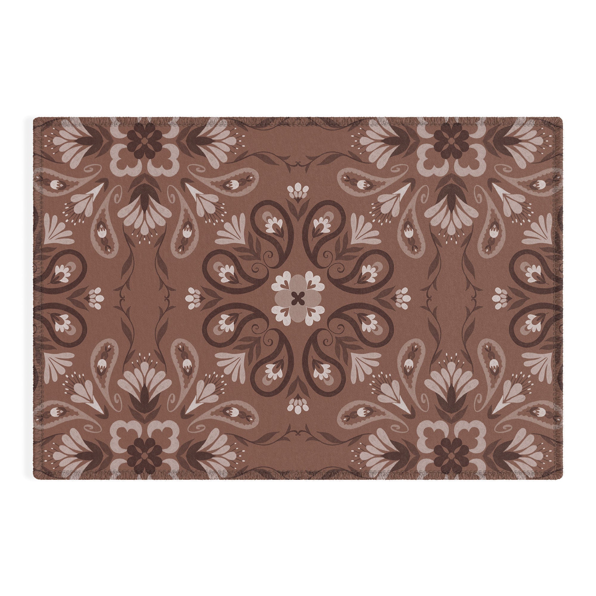 Pimlada Phuapradit Paisley Floral Tiles Brown Outdoor Rug
