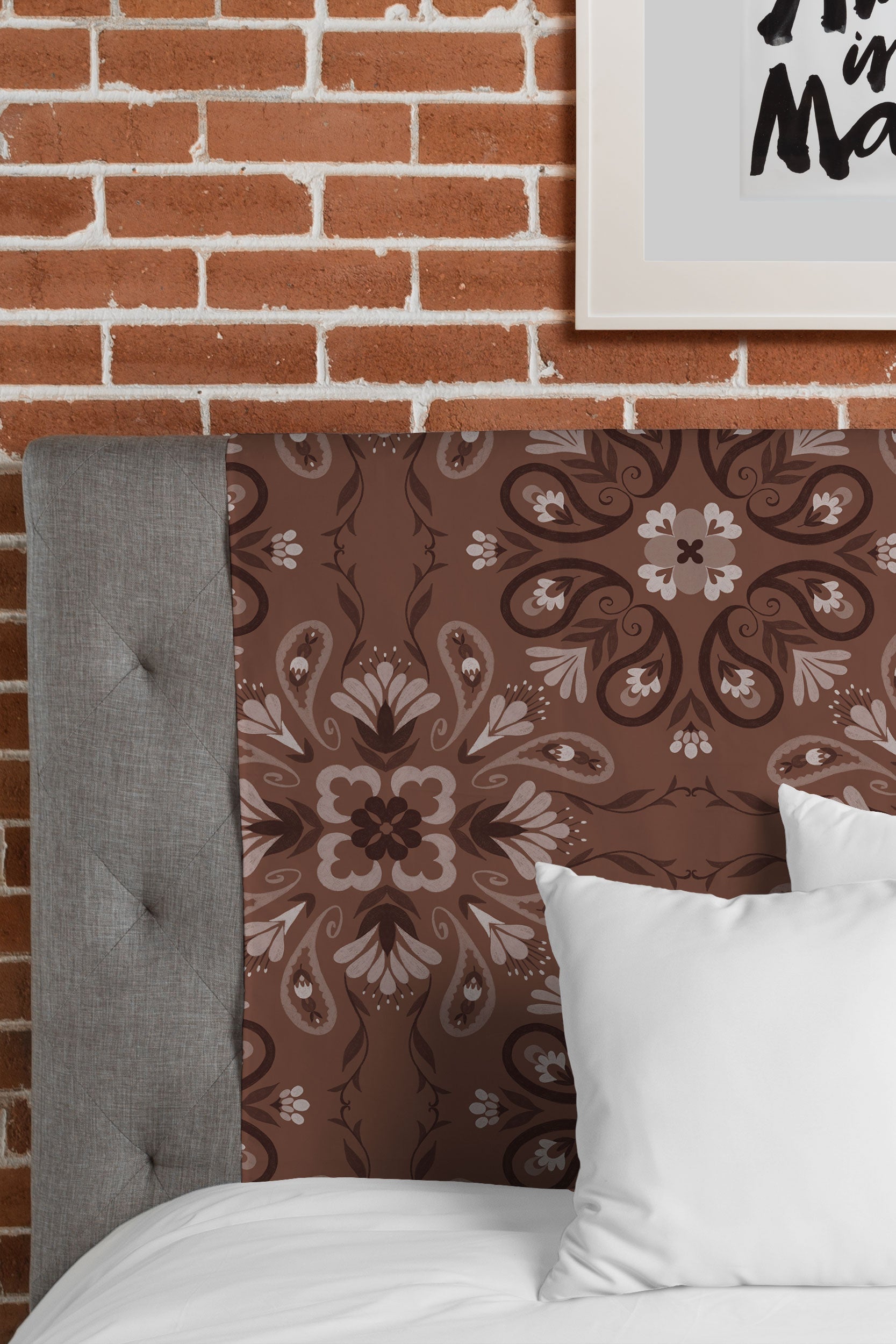 Pimlada Phuapradit Paisley Floral Tiles Brown Tapestry