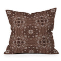 Pimlada Phuapradit Paisley Floral Tiles Brown Outdoor Throw Pillow