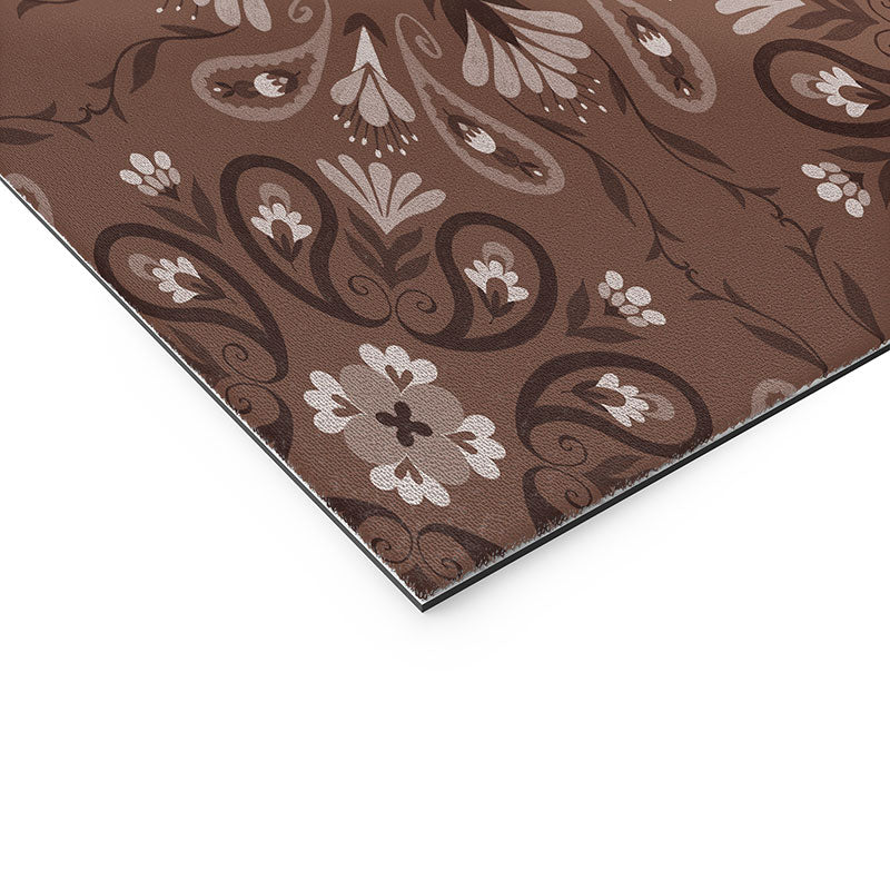 Pimlada Phuapradit Paisley Floral Tiles Brown Welcome Mat