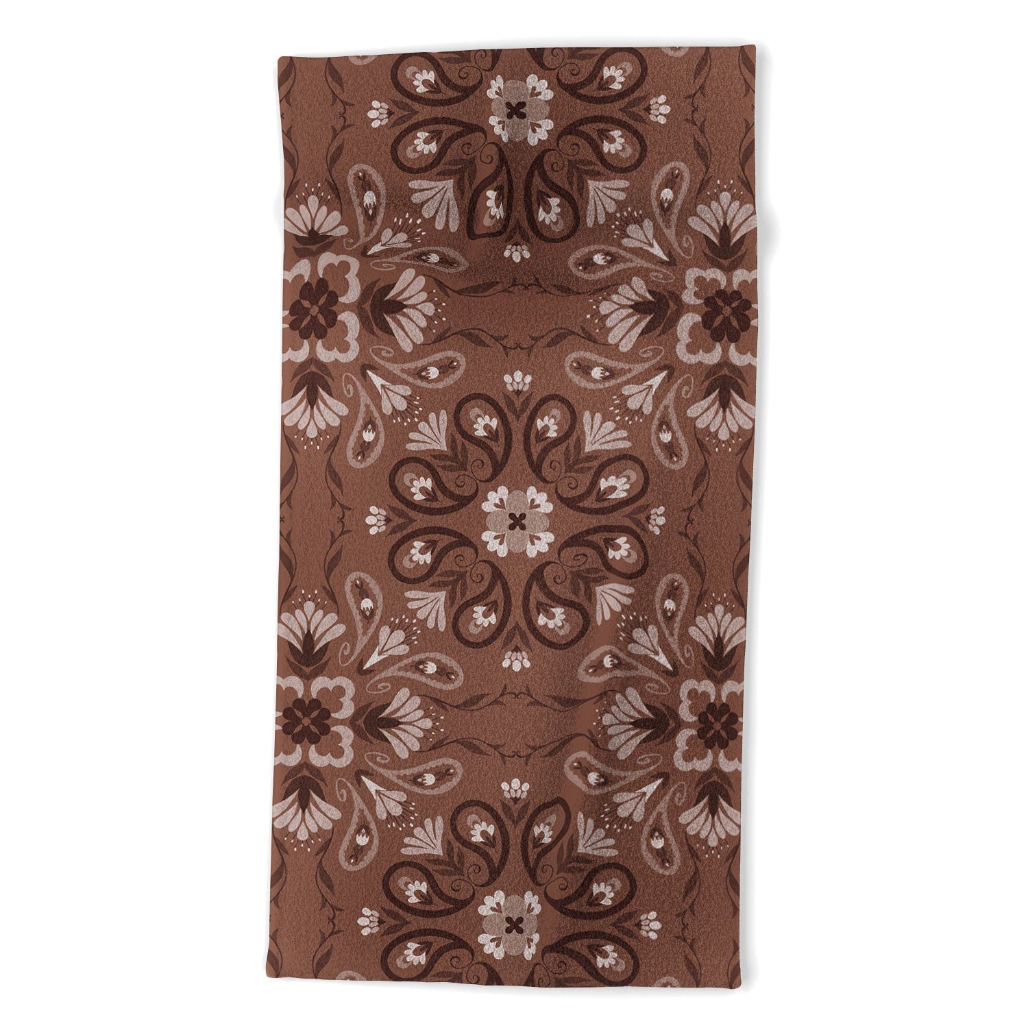 Pimlada Phuapradit Paisley Floral Tiles Brown Beach Towel
