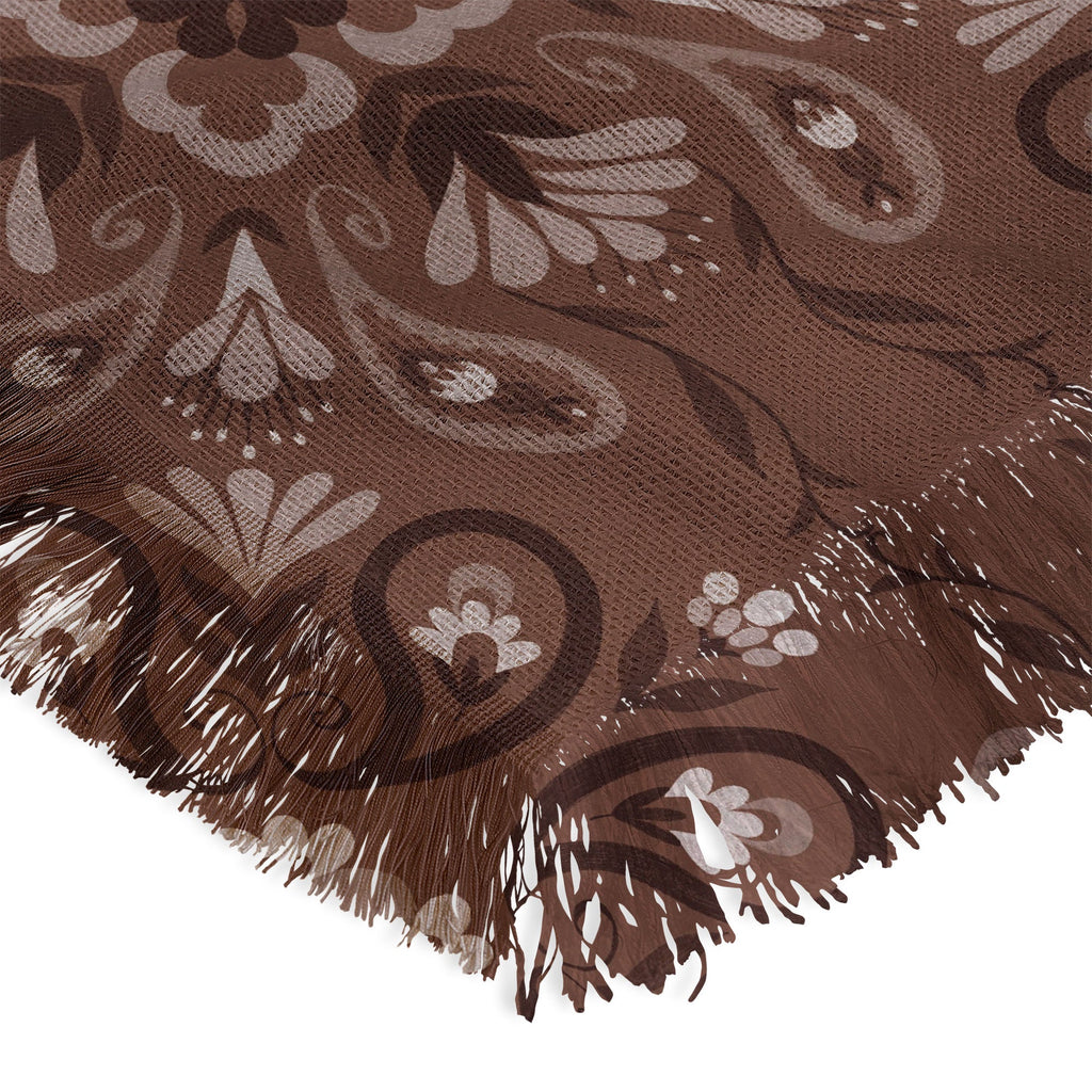 Pimlada Phuapradit Paisley Floral Tiles Brown Throw Blanket