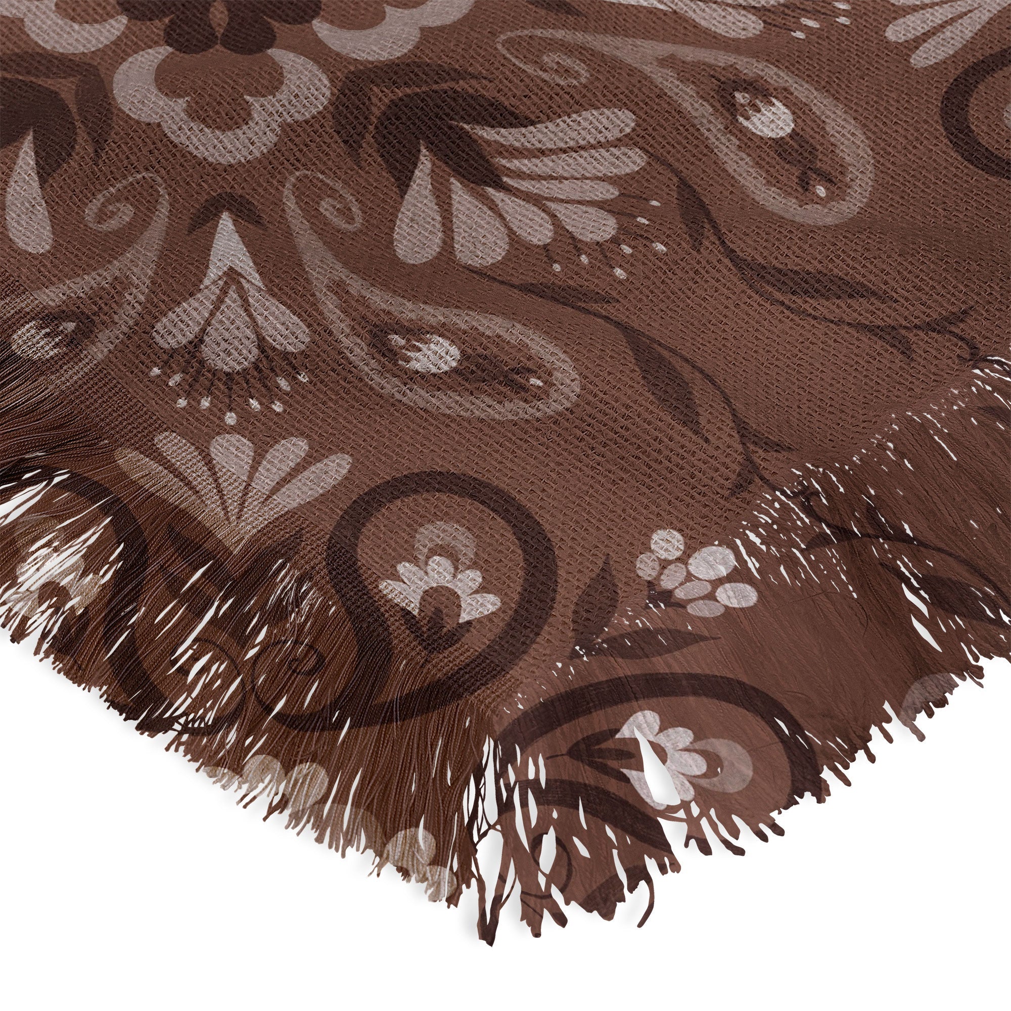 Pimlada Phuapradit Paisley Floral Tiles Brown Throw Blanket