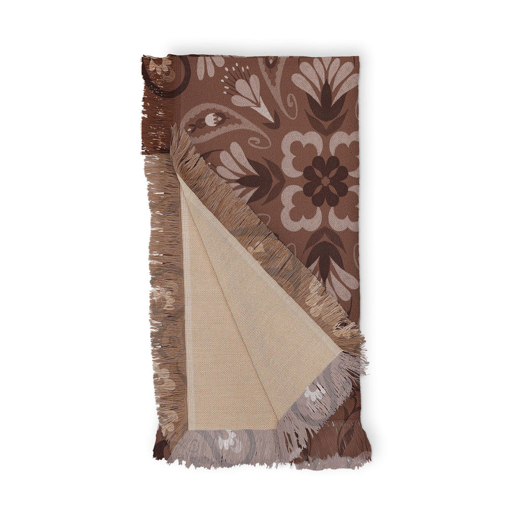 Pimlada Phuapradit Paisley Floral Tiles Brown Throw Blanket