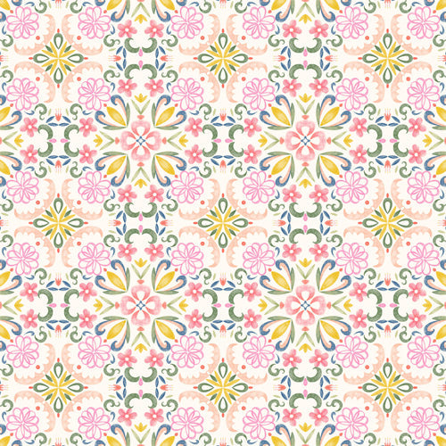 Pimlada Phuapradit Pastel Floral tile Shower Curtain