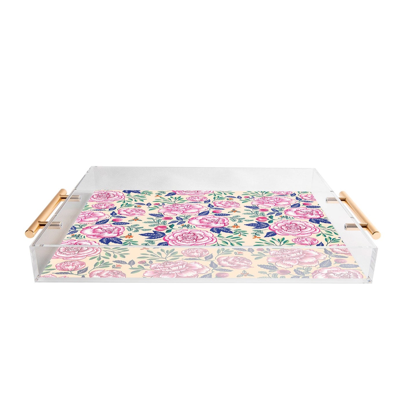 Pimlada Phuapradit Pink Peonies Pattern Acrylic Tray