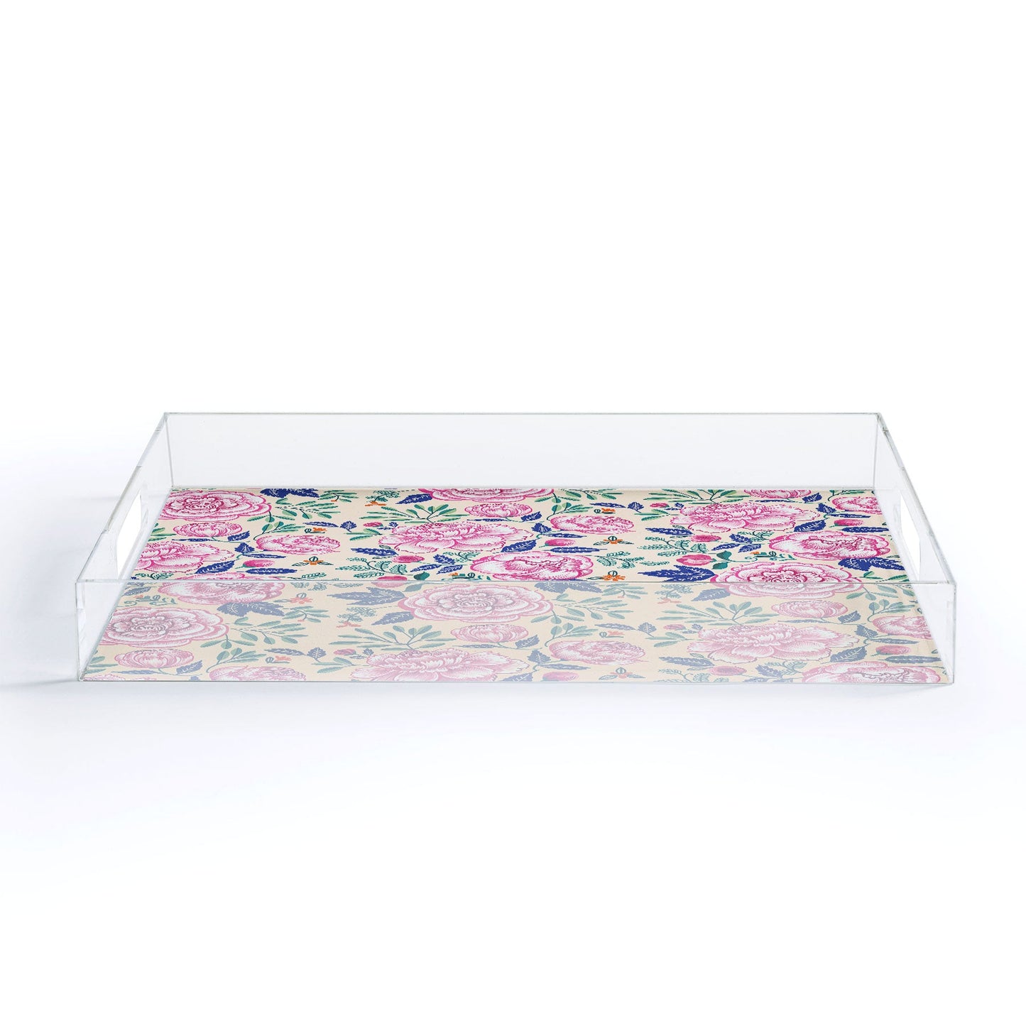 Pimlada Phuapradit Pink Peonies Pattern Acrylic Tray