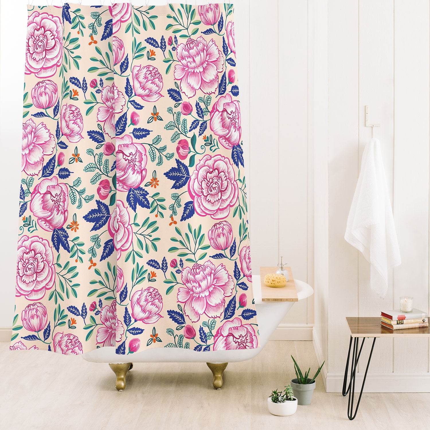 Pimlada Phuapradit Pink Peonies Pattern Shower Curtain
