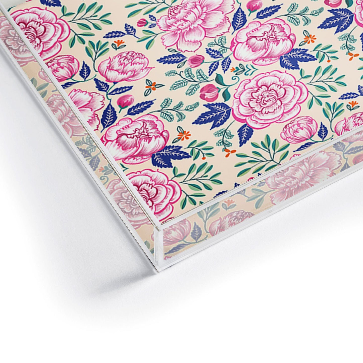 Pimlada Phuapradit Pink Peonies Pattern Acrylic Tray