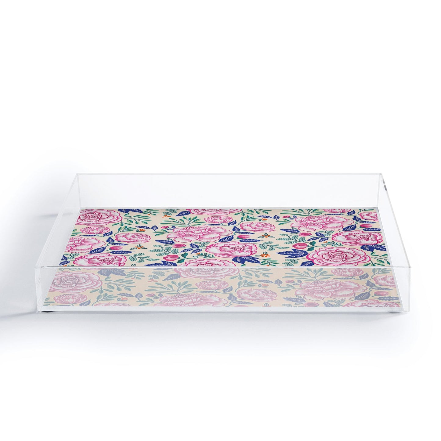 Pimlada Phuapradit Pink Peonies Pattern Acrylic Tray
