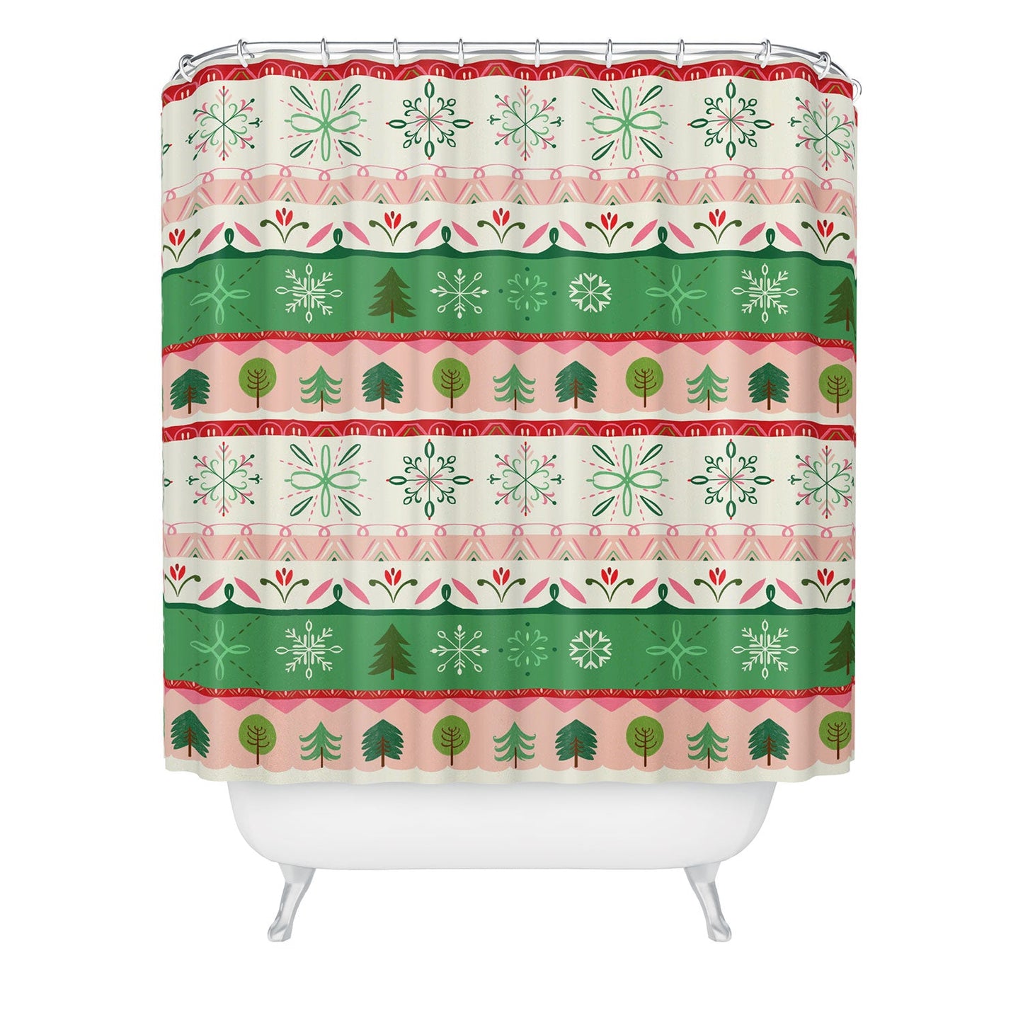 Pimlada Phuapradit snowflake stripes Shower Curtain