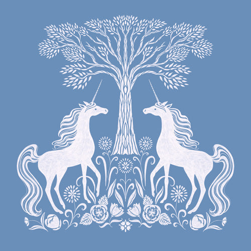 Pimlada Phuapradit Unicorn Forest Blue Shower Curtain