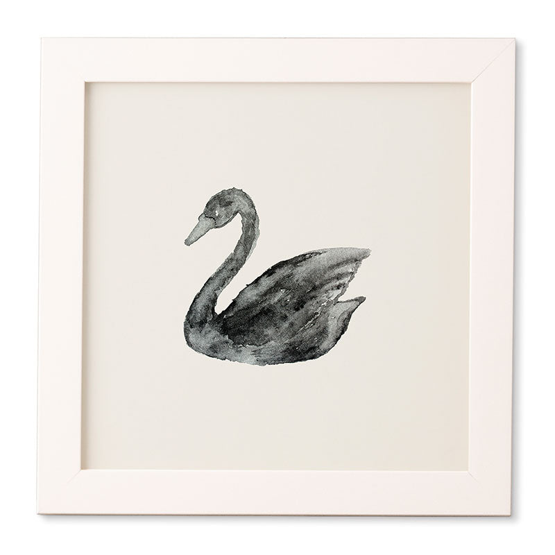 Pink Water Elegant black white swan Framed Wall Art