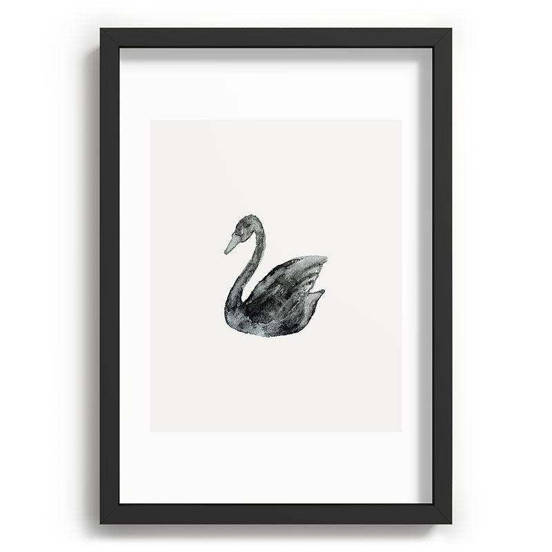 Pink Water Elegant black white swan Recessed Framing Rectangle