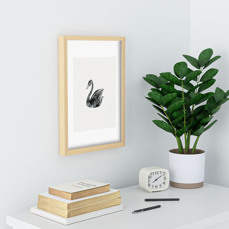 Pink Water Elegant black white swan Recessed Framing Rectangle