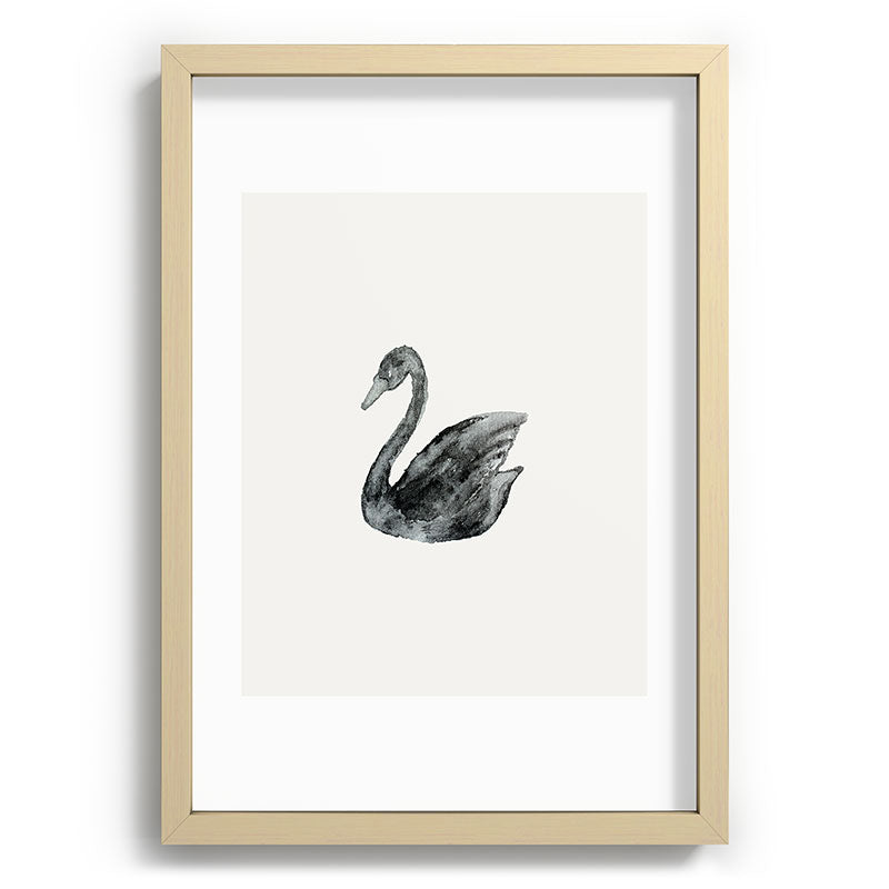Pink Water Elegant black white swan Recessed Framing Rectangle