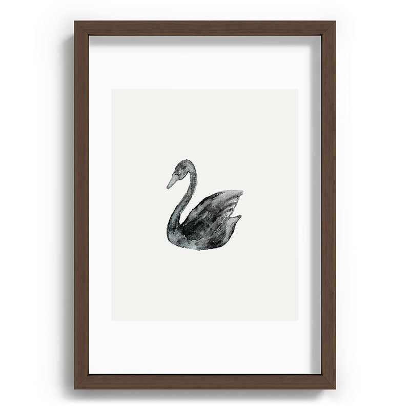 Pink Water Elegant black white swan Recessed Framing Rectangle