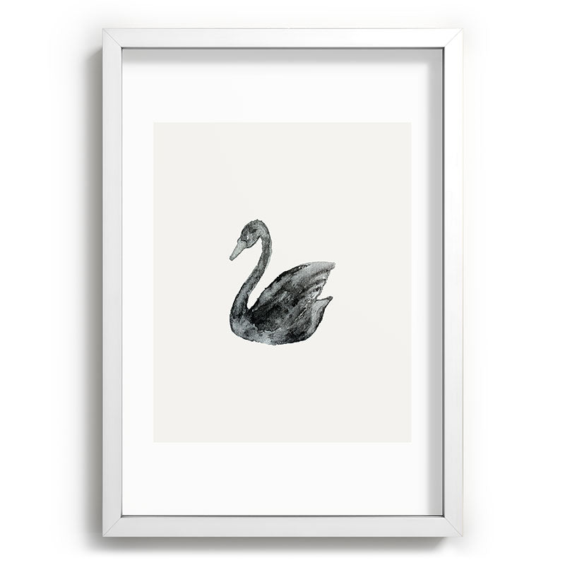 Pink Water Elegant black white swan Recessed Framing Rectangle