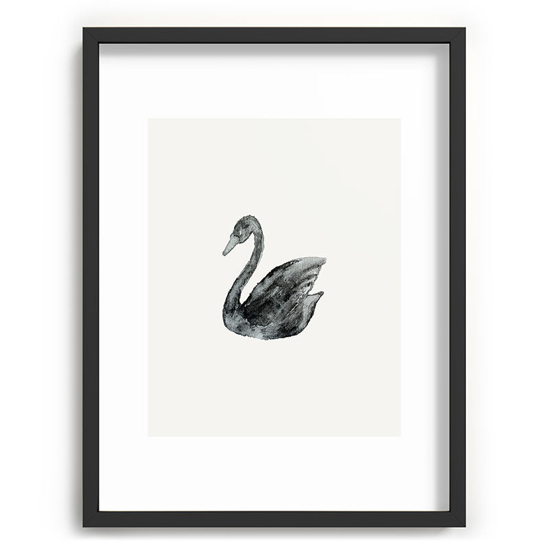 Pink Water Elegant black white swan Recessed Framing Rectangle