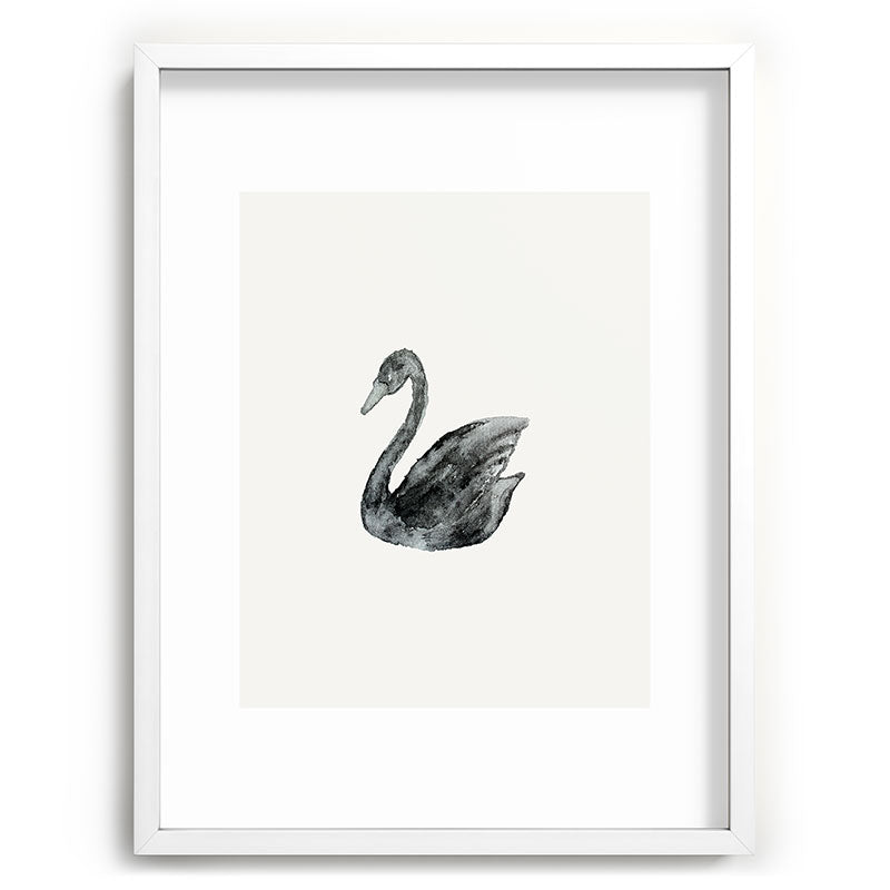 Pink Water Elegant black white swan Recessed Framing Rectangle