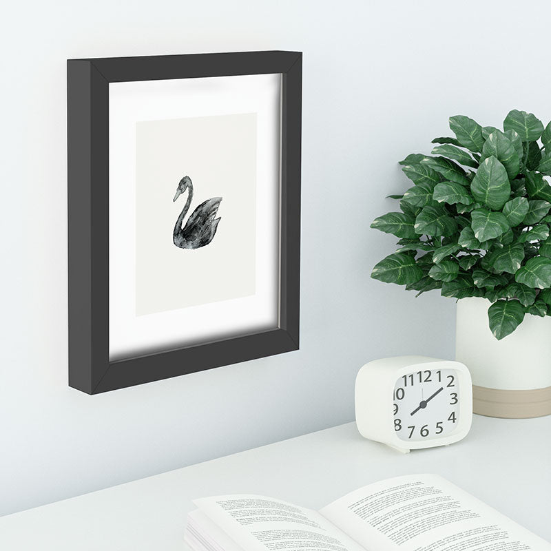Pink Water Elegant black white swan Recessed Framing Rectangle