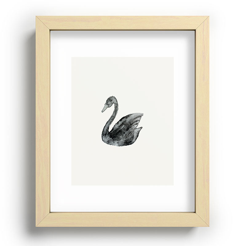 Pink Water Elegant black white swan Recessed Framing Rectangle