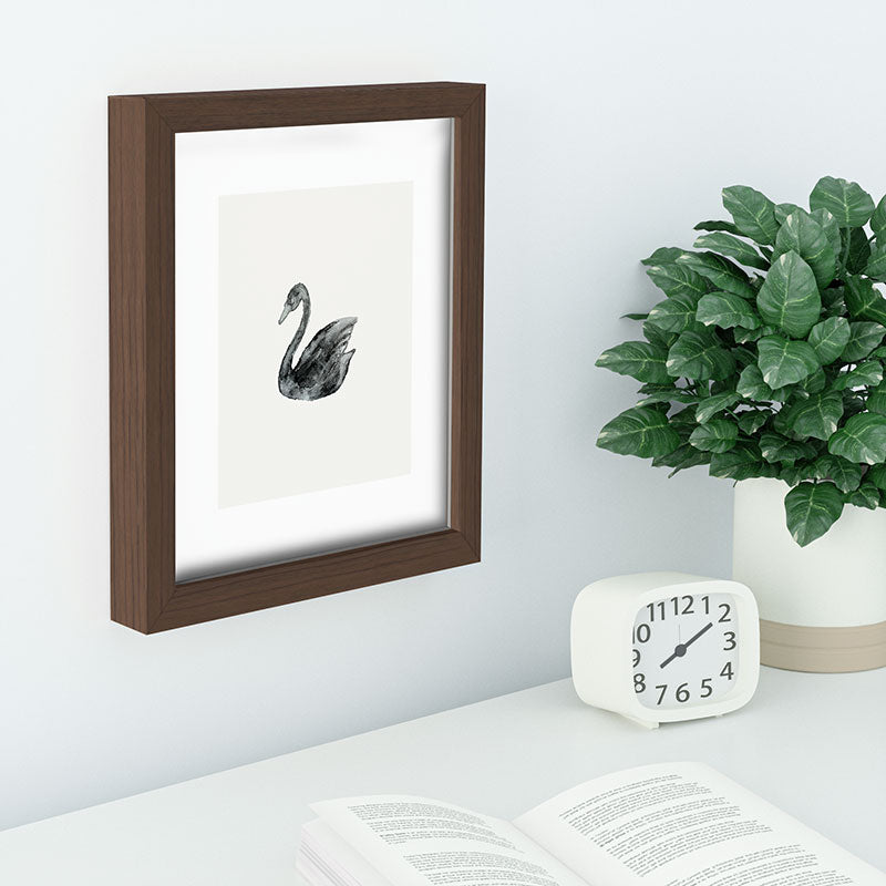 Pink Water Elegant black white swan Recessed Framing Rectangle