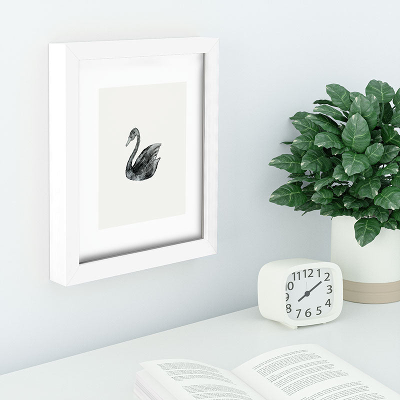 Pink Water Elegant black white swan Recessed Framing Rectangle