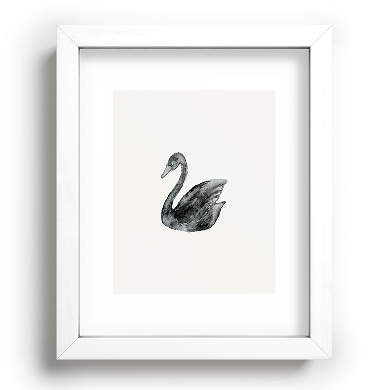Pink Water Elegant black white swan Recessed Framing Rectangle