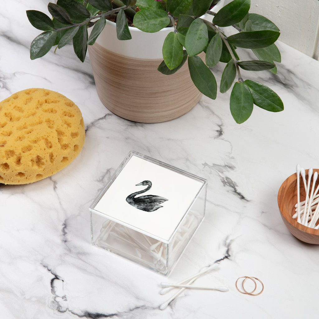Pink Water Elegant black white swan Acrylic Box