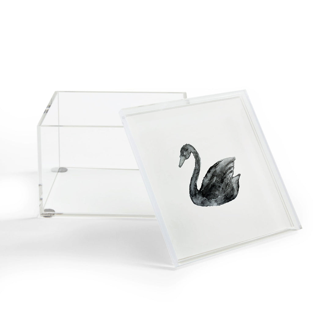 Pink Water Elegant black white swan Acrylic Box