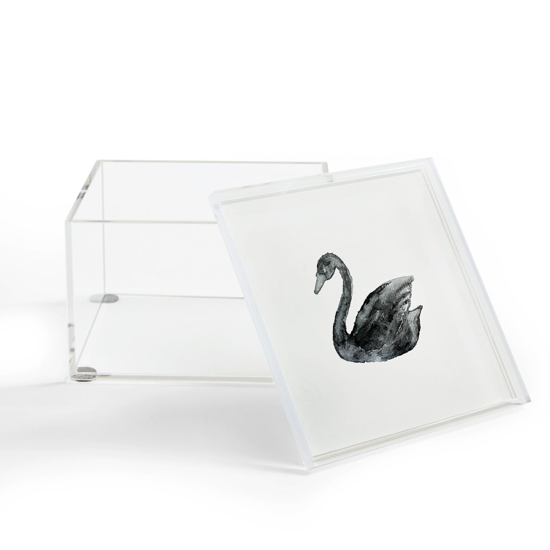 Pink Water Elegant black white swan Acrylic Box