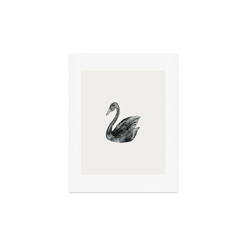 Pink Water Elegant black white swan Art Print