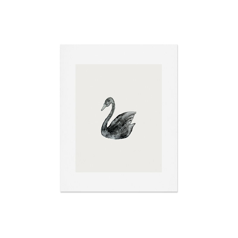Pink Water Elegant black white swan Art Print