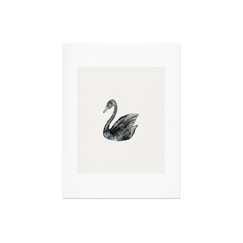 Pink Water Elegant black white swan Art Print