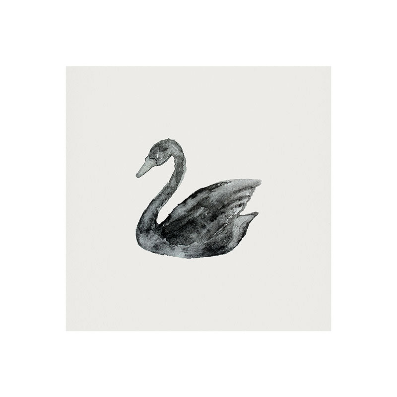 Pink Water Elegant black white swan Art Print