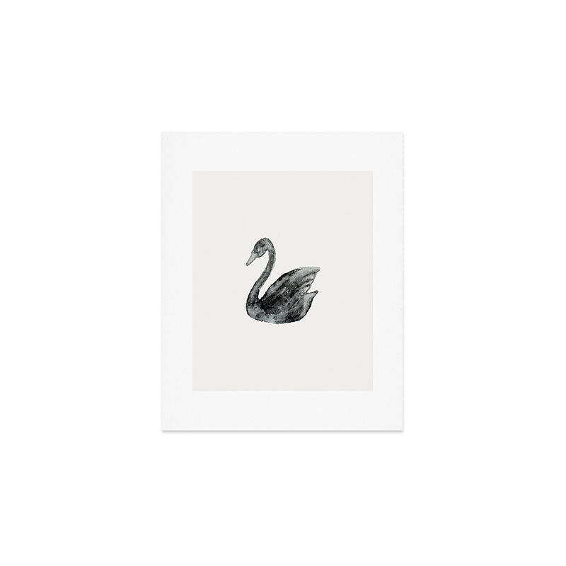 Pink Water Elegant black white swan Art Print