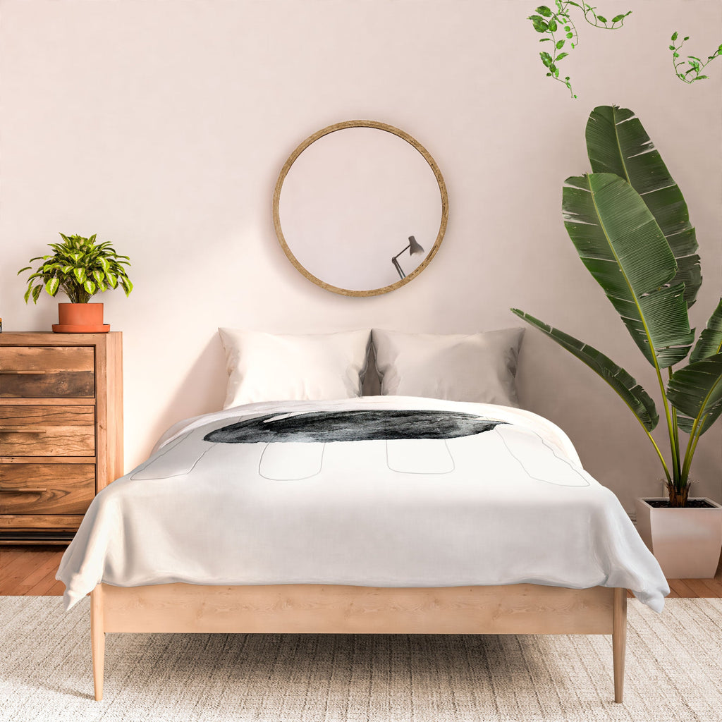 Pink Water Elegant black white swan Comforter