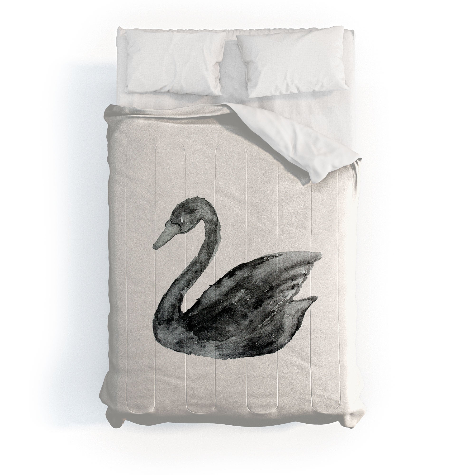 Pink Water Elegant black white swan Comforter