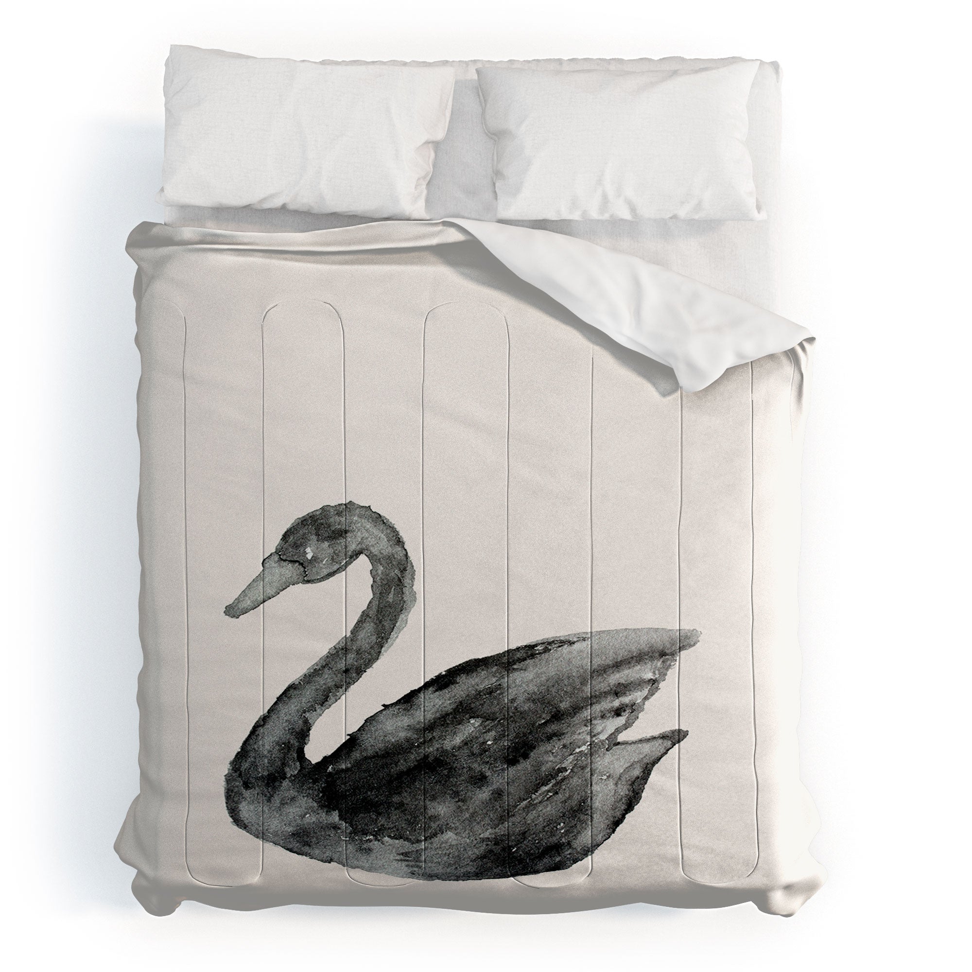 Pink Water Elegant black white swan Comforter