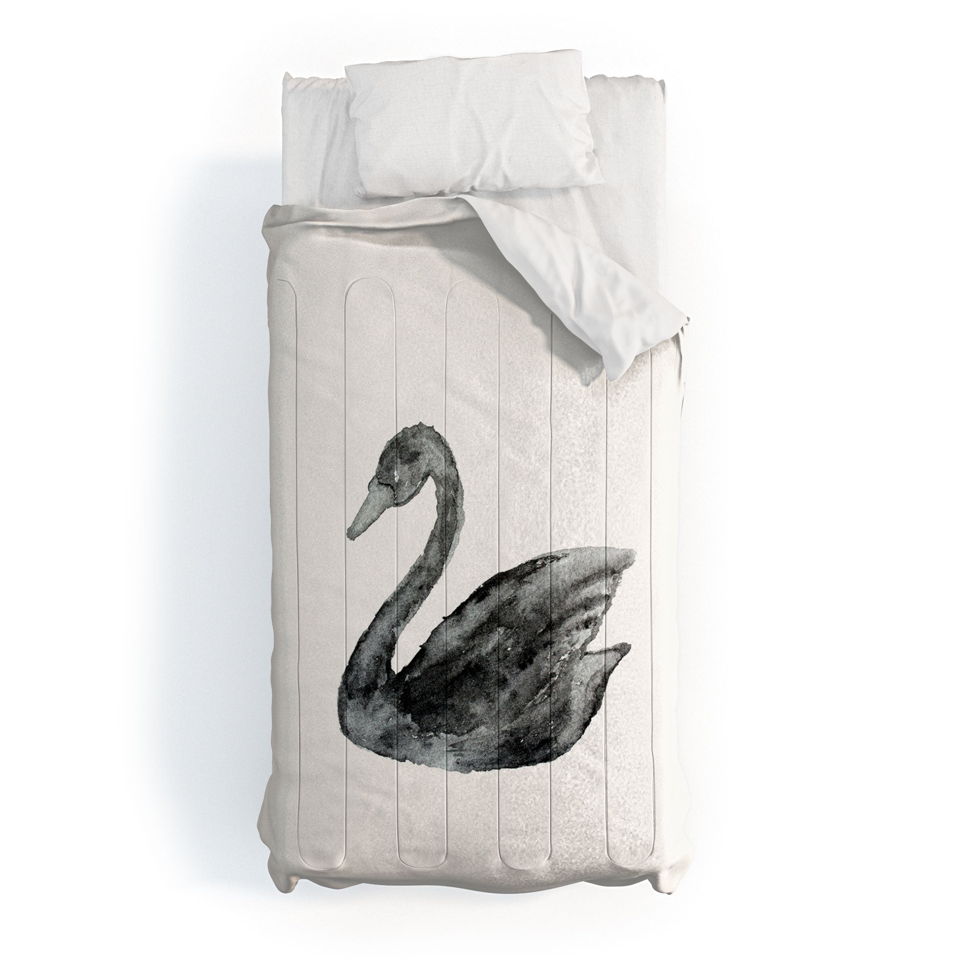Pink Water Elegant black white swan Comforter